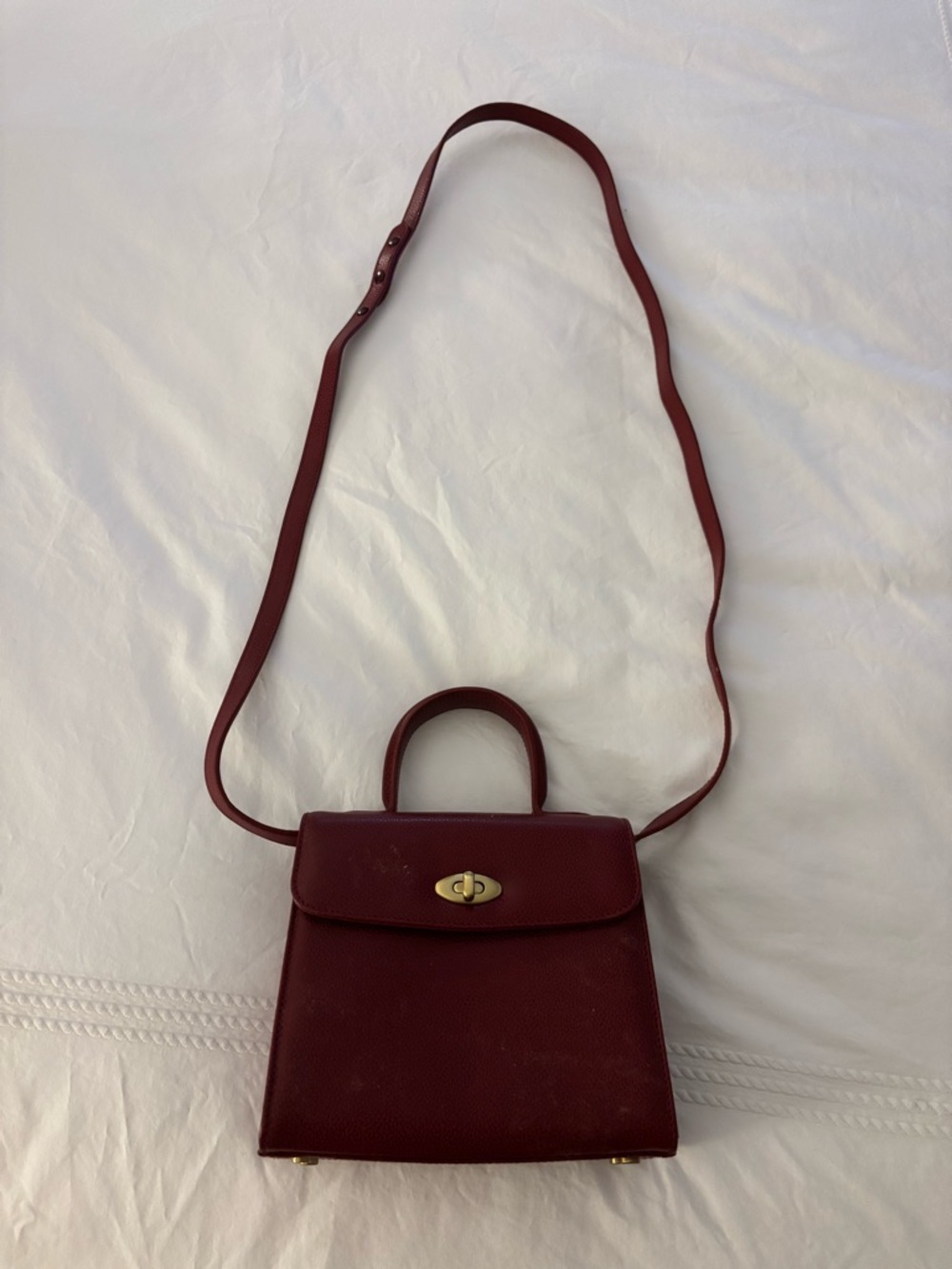 Vintage Coach Classic Structured Women’s Top Handle Crossbody Bag in Burgundy